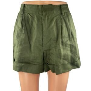 CAMI NYC Women's Green High Waisted Pleated Straight Mini Casual Shorts Size S